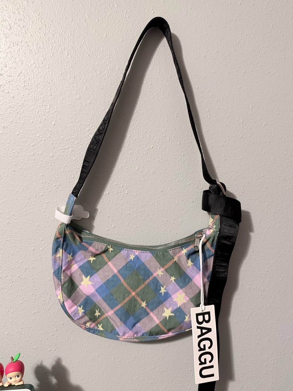 BAGGU small star plaid crescent